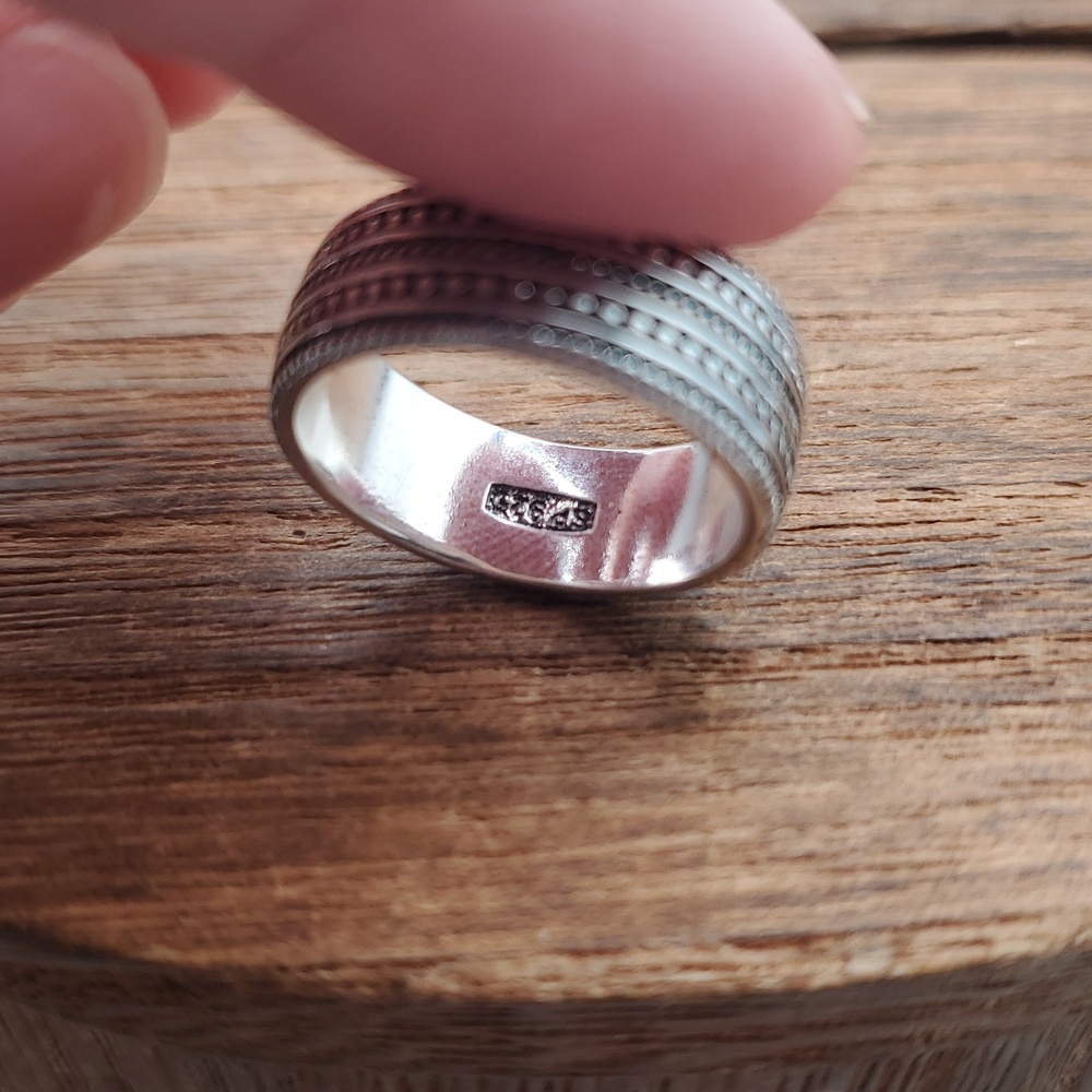 Unisex Band Ring in Silver Size 7 Sp 925 R821 - Picture 2 of 2